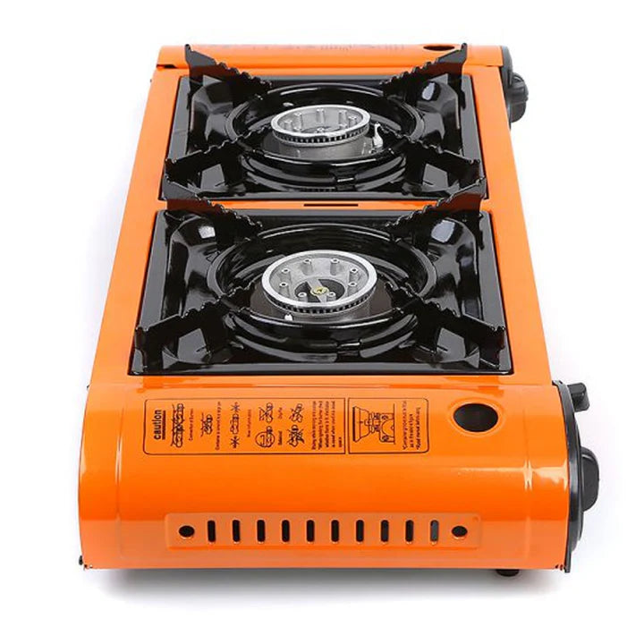 محول غاز مزدوج مع قاعدة شواء للتخييم