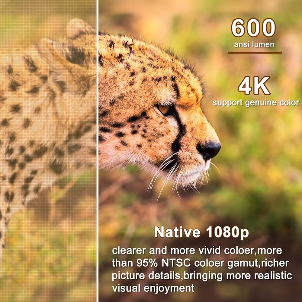 جهاز عرض سينمائي بتقنية البلوتوث مع 5G 1080P للأماكن الخارجية، سعة 4500 لومن، يدعم 4K، جهاز عرض فيديو LED