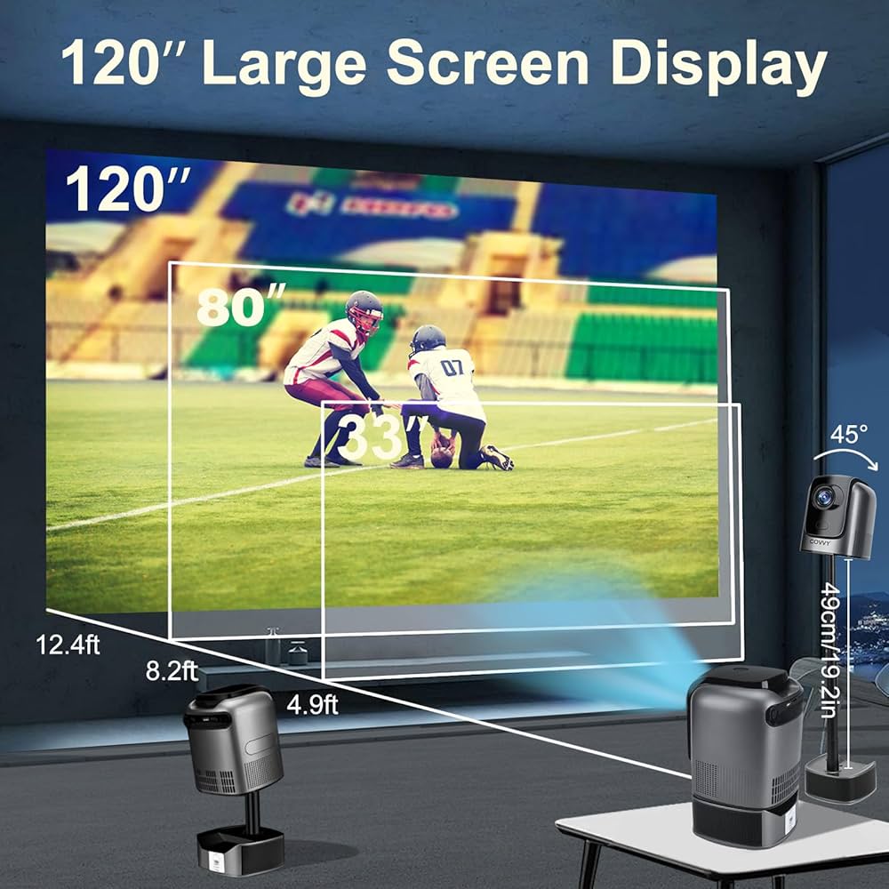 جهاز عرض سينمائي بتقنية البلوتوث مع 5G 1080P للأماكن الخارجية، سعة 4500 لومن، يدعم 4K، جهاز عرض فيديو LED