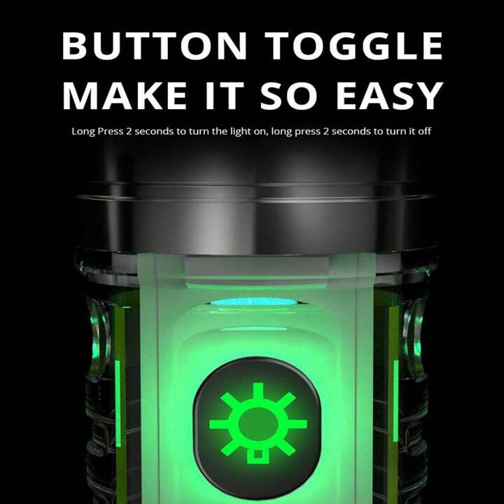 مصباح يدوي متعدد الوظائف بالليزر الأبيض طويل المدى مع ضبط التركيز، شحن من النوع C، مشبك مغناطيسي وسلسلة مفاتيح فلورية