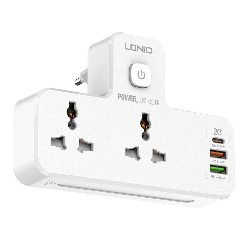 شاحن متعدد المنافذ Ldnio SC2311 مقبس طاقة شاحن USB 20 وات 3 منافذ - أبيض