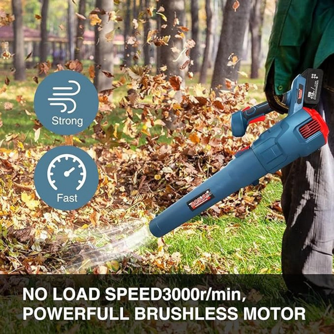 منفاخ أوراق كهربائي من BOSS مزود ببطاريتين قابلتين للشحن (118 فولت)