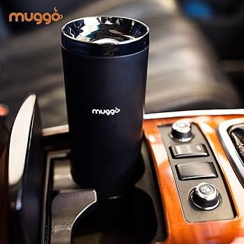 كوب Muggo للتحكم في درجة الحرارة بسعة 12 أونصة مع عمر بطارية 3 ساعات، للشاي والقهوة وسخان المشروبات الساخنة، كوب سفر ساخن مع شاحن مزدوج