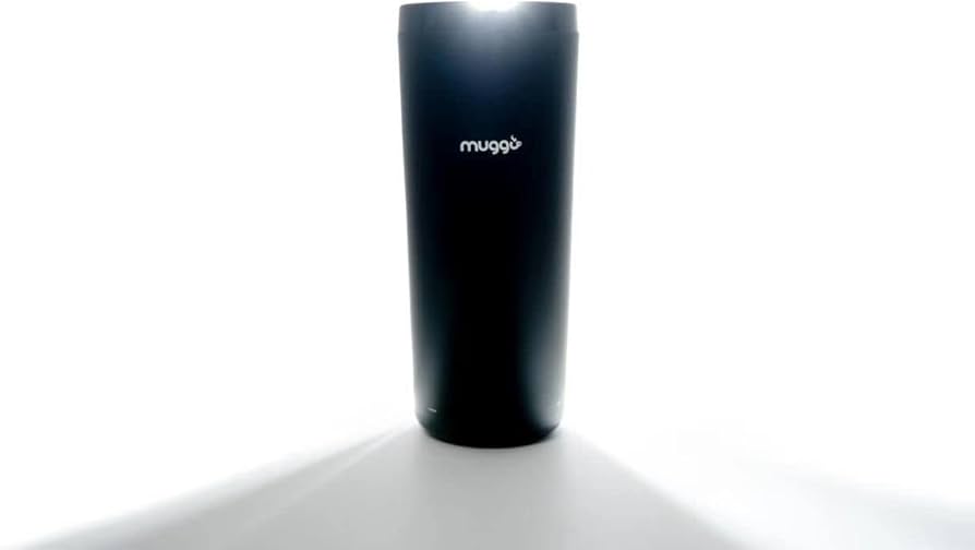 كوب Muggo للتحكم في درجة الحرارة بسعة 12 أونصة مع عمر بطارية 3 ساعات، للشاي والقهوة وسخان المشروبات الساخنة، كوب سفر ساخن مع شاحن مزدوج