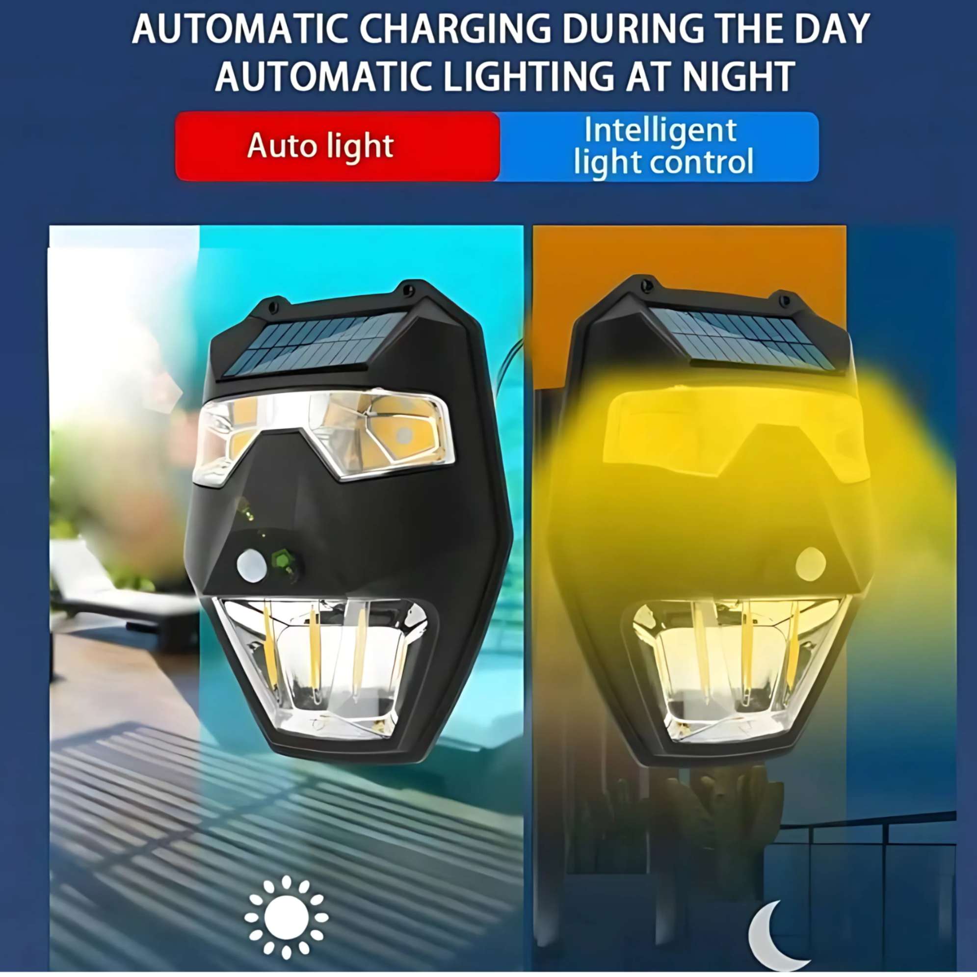 اضاءة جدارية تعمل بالطاقة الشمسية مع صفارة إنذار أمنية ومستشعر حركة و5 أوضاع مقاومة للماء T88