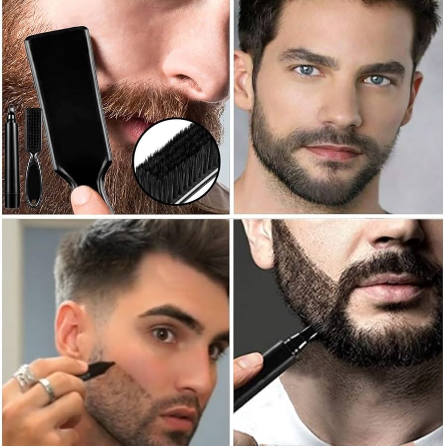قلم تحديد اللحية للرجال أسود مع فرشاة