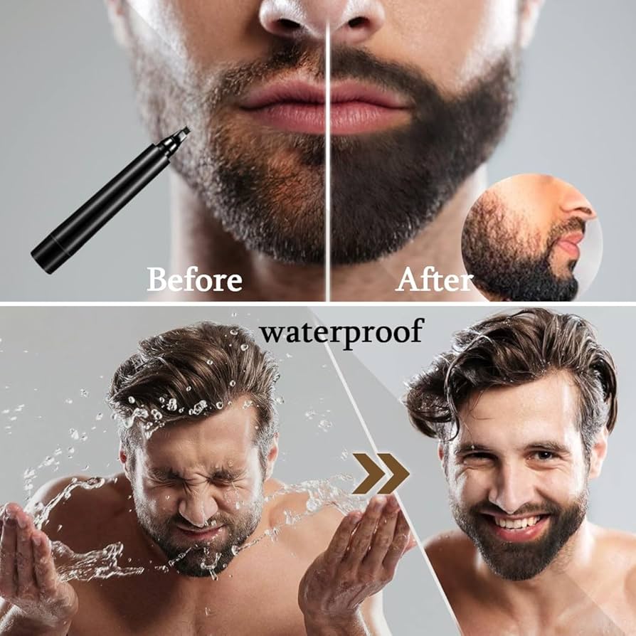 قلم تحديد اللحية للرجال أسود مع فرشاة