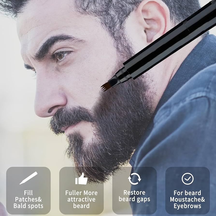 قلم تحديد اللحية للرجال أسود مع فرشاة