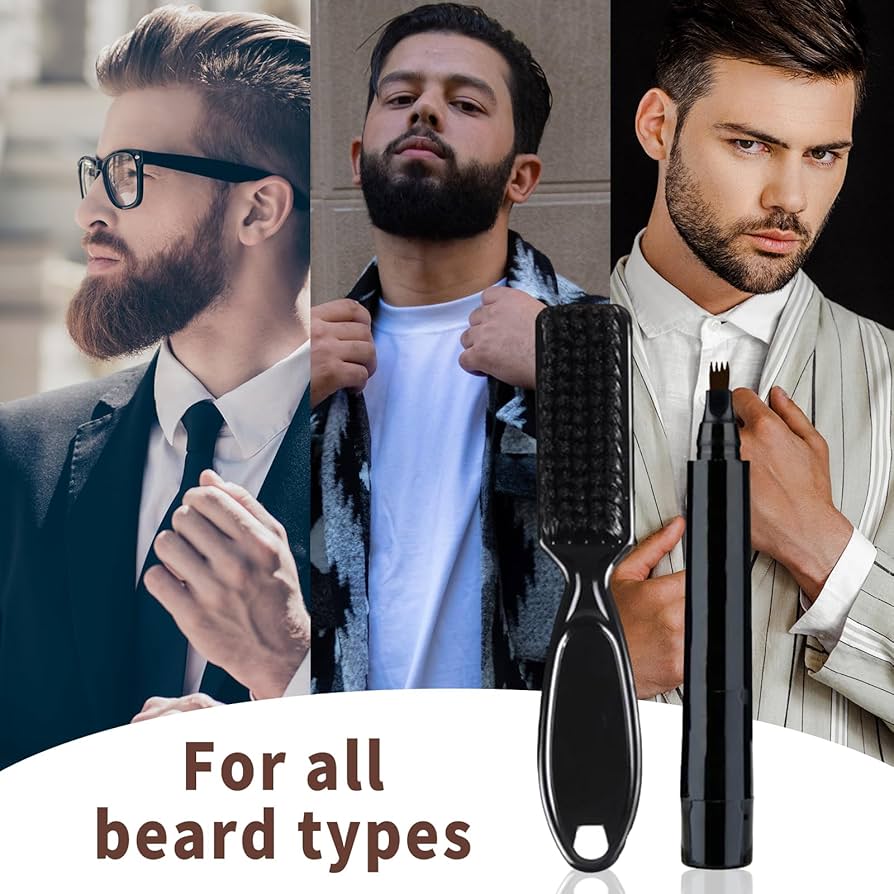 قلم تحديد اللحية للرجال أسود مع فرشاة