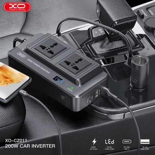 محول طاقة للسيارة XO CZ011 بقوة 200 واط