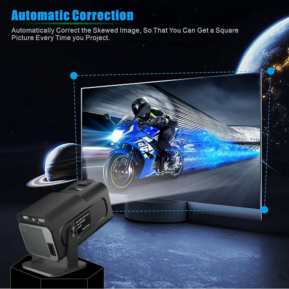 جهاز عرض صغير 150 بوصة،4K  متوافق مع HDMI وUSB وعصا التلفزيون والمحمول والهاتف