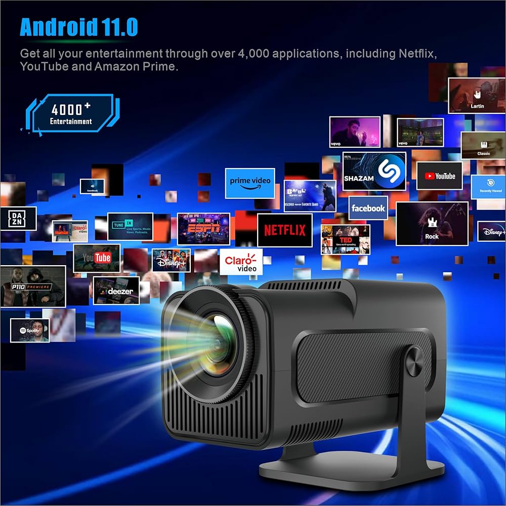 جهاز عرض صغير 150 بوصة،4K  متوافق مع HDMI وUSB وعصا التلفزيون والمحمول والهاتف