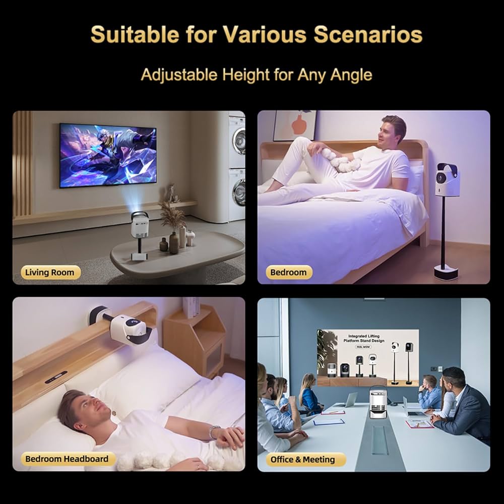 جهاز عرض سينمائي بتقنية البلوتوث مع 5G 1080P للأماكن الخارجية، سعة 4500 لومن،، جهاز عرض فيديو LED