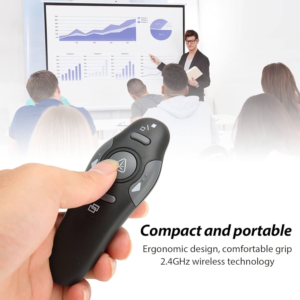 Presentation Clicker Wireless Presenter، جهاز عرض لاسلكي بتردد 2.4 جيجاهرتز مع مسافة تحكم عن بعد 15 مترًا، يعمل مع Powerpointer على أنظمة Windows/MAC
