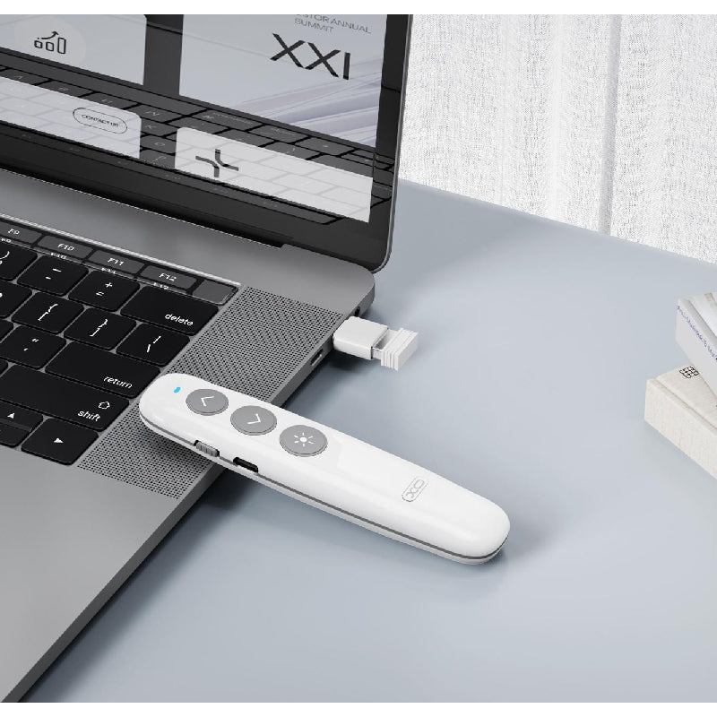 قلم XO CF27 Smart PPT Flip مع شاشة عرض ليزر حمراء - أبيض