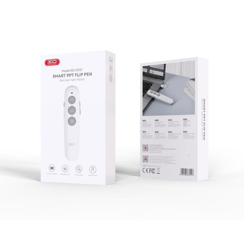 قلم XO CF27 Smart PPT Flip مع شاشة عرض ليزر حمراء - أبيض