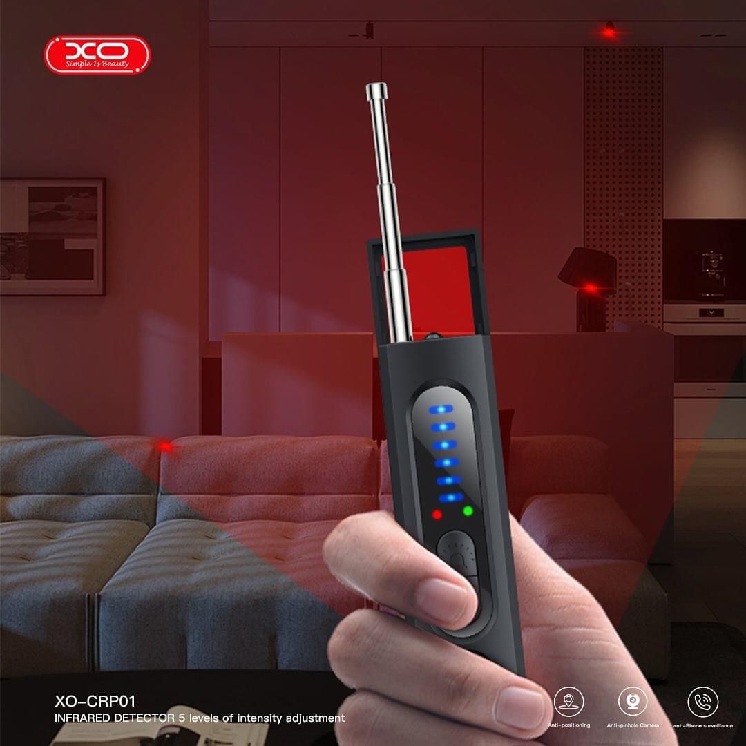 جهاز كاشف الكاميرات الأشعة تحت الحمراء XO المضاد للتنصت ومضاد لتحديد الموقع CRP01 – أسود