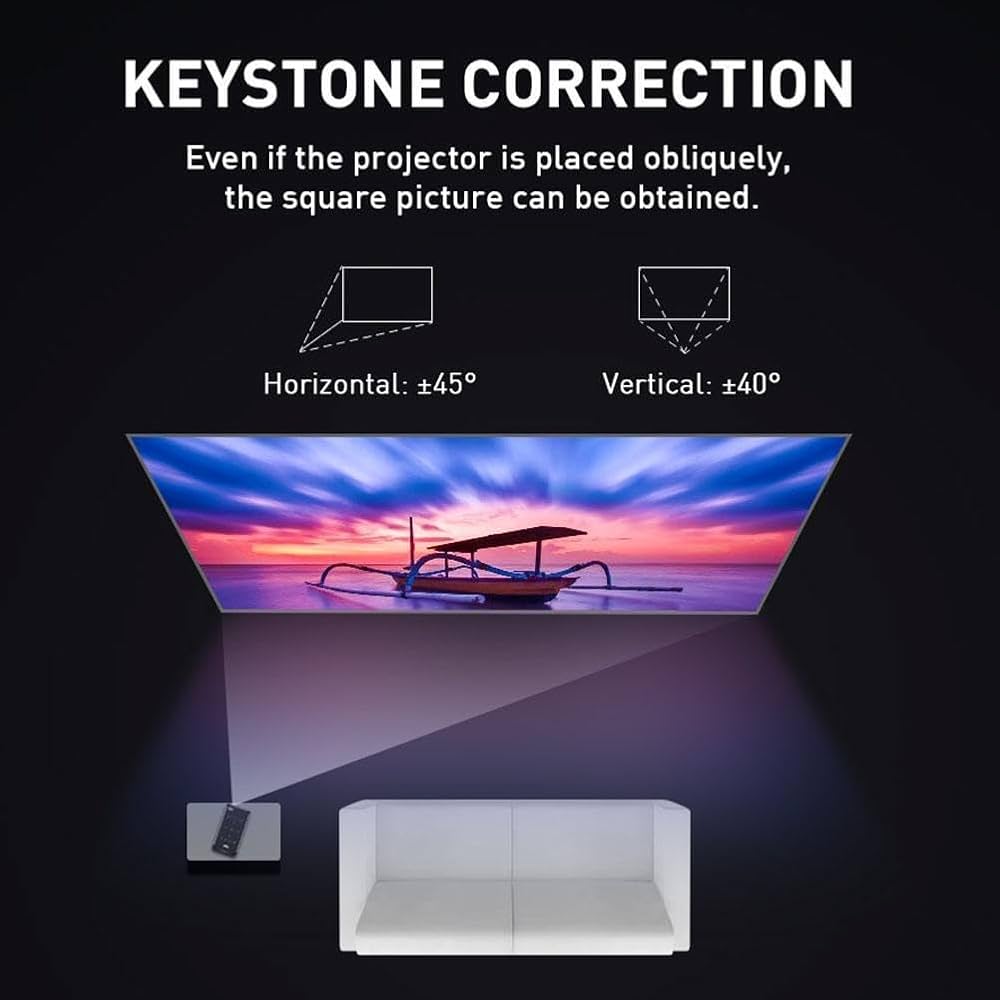 جهاز عرض صغير 4K HD DLP Bluetooth 4.2 حامل ثلاثي القوائم 4500 مللي أمبير في الساعة للمكتب والسفر والتخييم في الهواء الطلق
