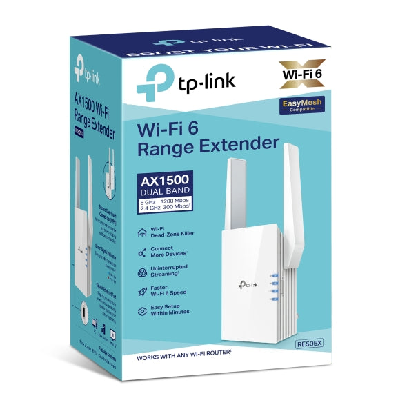 موسع نطاق واي فاي 6 من TP-Link RE505X AX1500