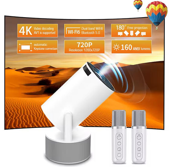 جهاز عرض مسرح منزلي HY300 Pro KTV مزود بمكبر صوت مدمج وميكروفون كاريوكي