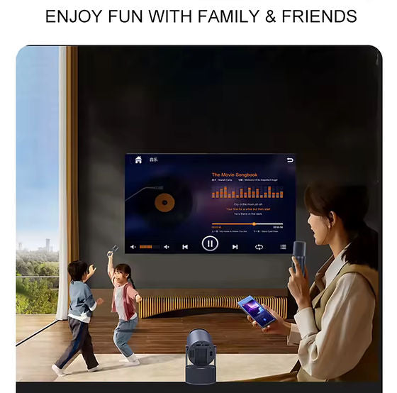 جهاز عرض مسرح منزلي HY300 Pro KTV مزود بمكبر صوت مدمج وميكروفون كاريوكي