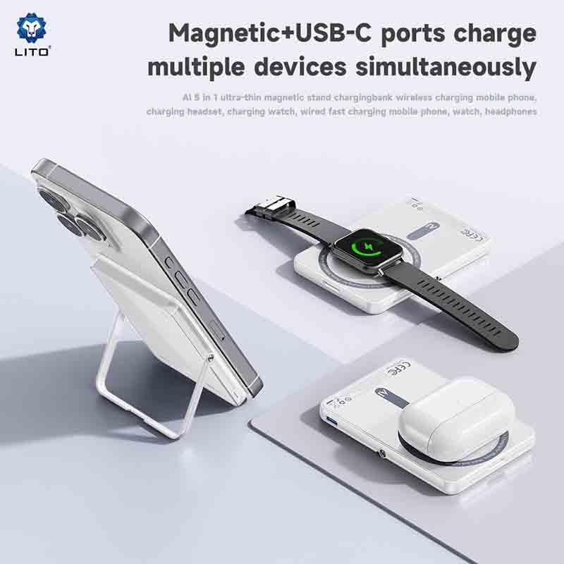 LITO LP03 15W ULTRA AI 5IN1 MAGNETIC POWER BANK