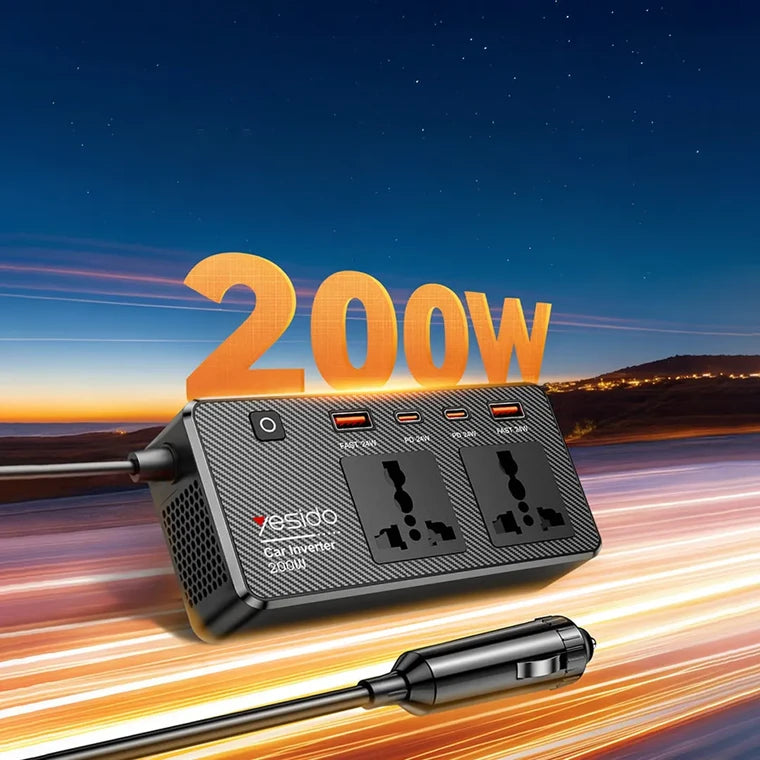 مشترك ومحول كهربائي للسيارة بقوة 200 واط بمنافذ متعددة من يسيدو (VC07)