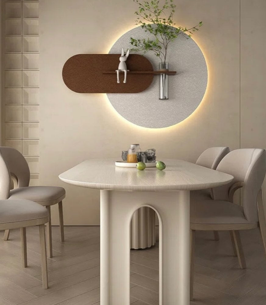 لوحة جدارية مضيئه عصرية مع مرايا قطر 70 mm