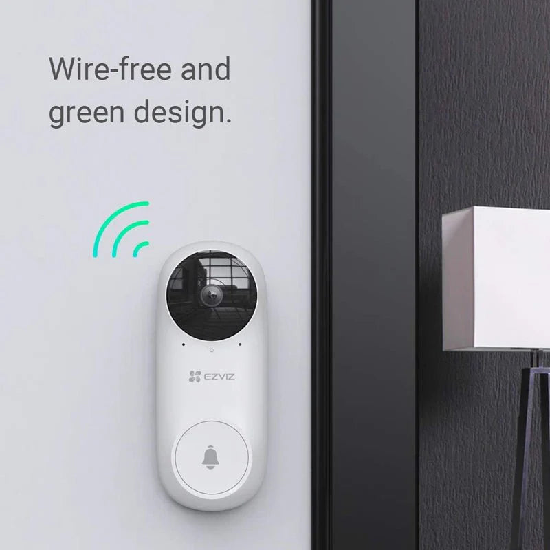 طقم جرس باب EZVIZ DB2C مزود بخاصية Wi-Fi مع جرس - H.265 / أبيض