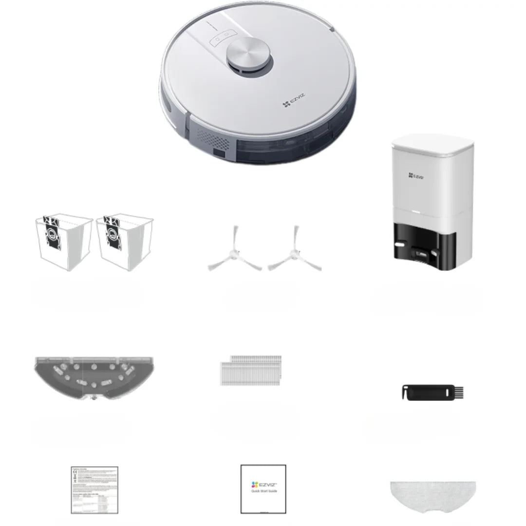 EZVIZ CS-RE4P مكنسة وممسحة روبوت ذكية ذاتية التنظيف ذات قاعدة تفريغ تلقائي (CS-RE4P)