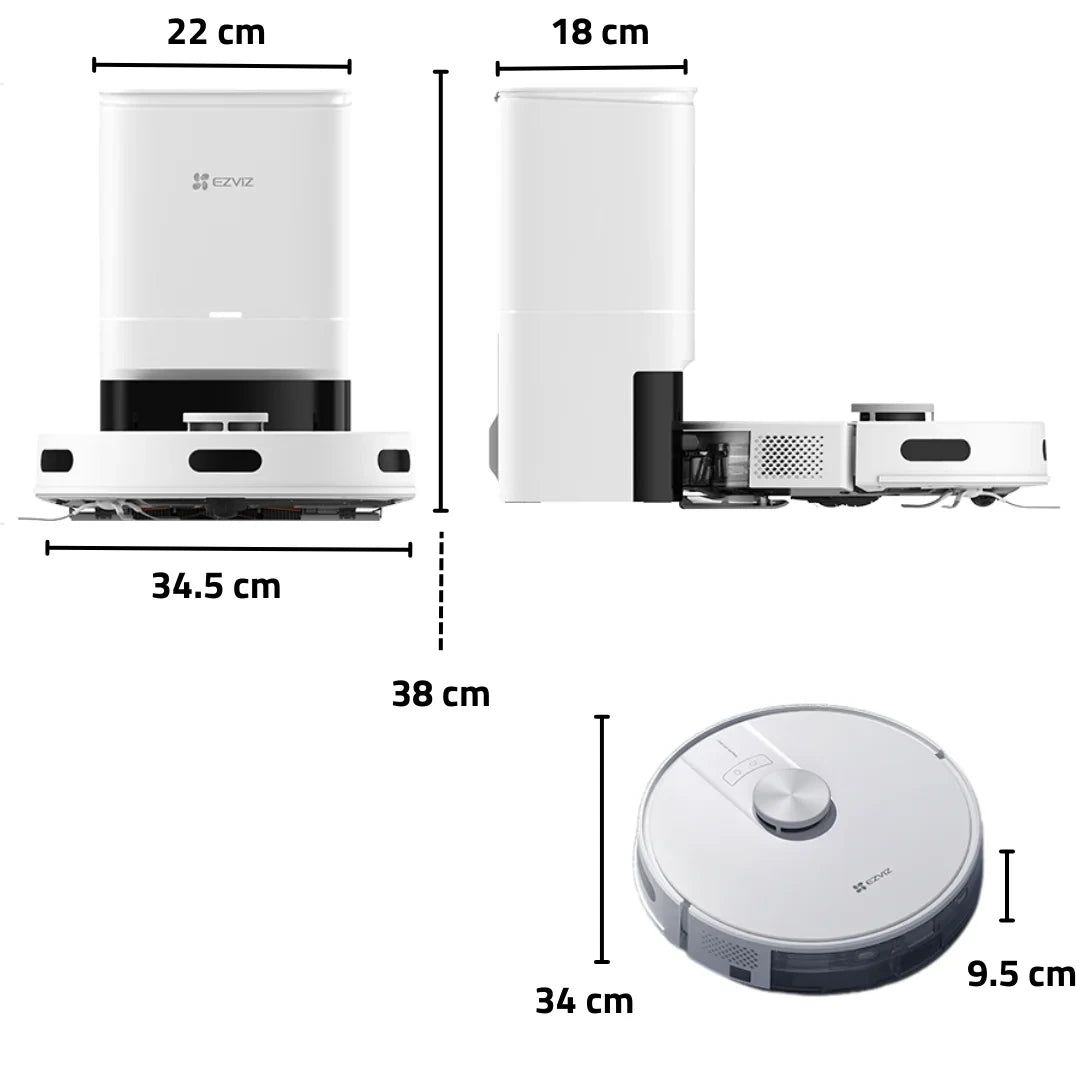EZVIZ CS-RE4P مكنسة وممسحة روبوت ذكية ذاتية التنظيف ذات قاعدة تفريغ تلقائي (CS-RE4P)