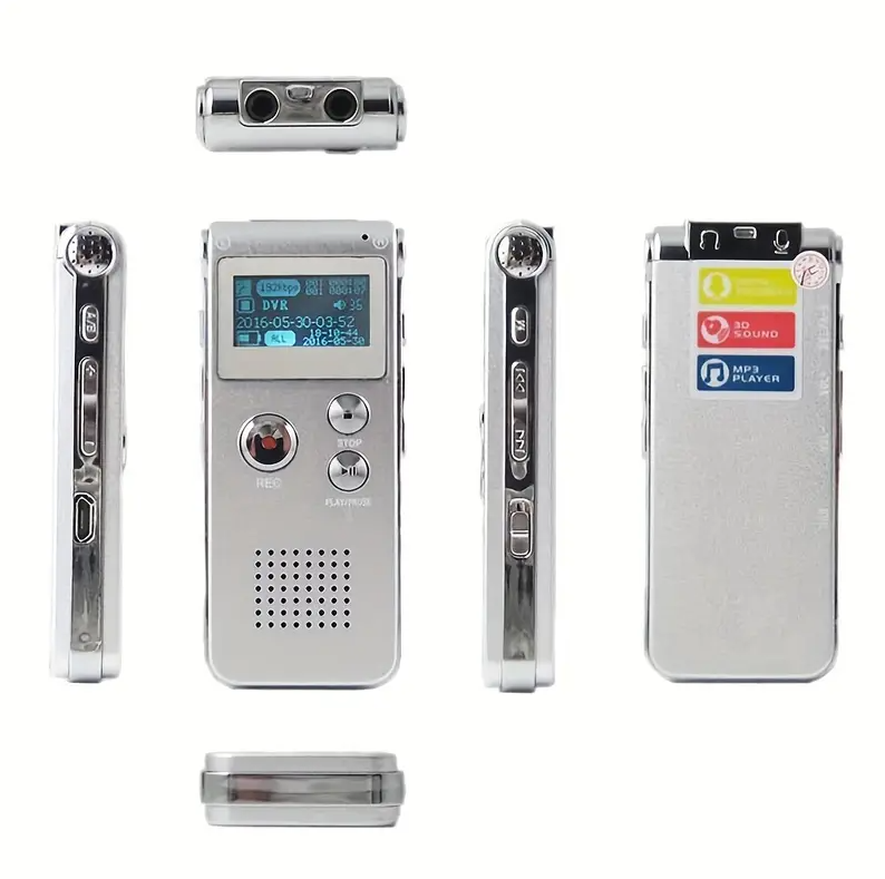 MP3 مسجل صوت رقمي بسعة 8 جيجابايت مع مشغل