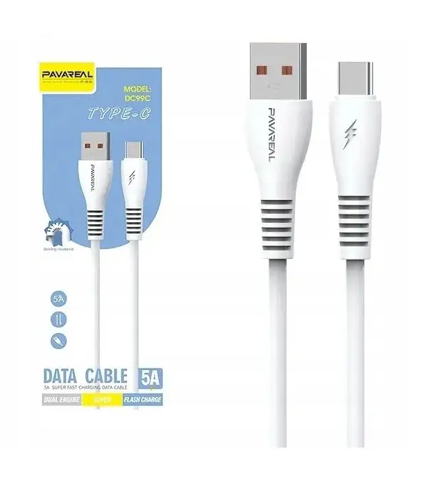 Pavareal PA-DC99 Fast USB Type-C Cable, 5A, 1m - White
