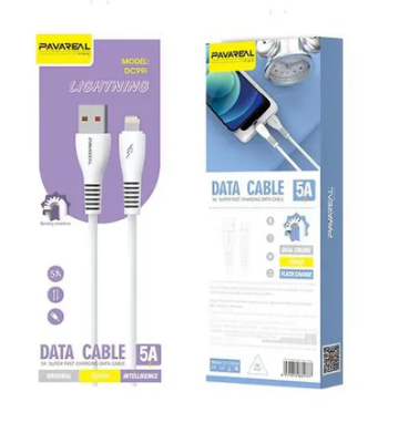 Pavareal Fast USB -lightening Cable, 5A, 1m - White
