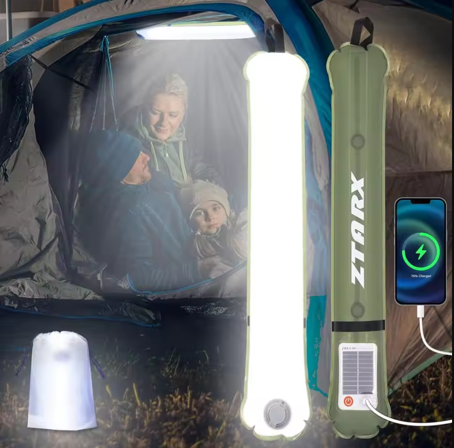 LED يعمل بالطاقة الشمسية من Ztarx،  بطارية مدمجة، قابل للنفخ، مقاوم للماء IP66،  مصباح أنبوبي، مغناطيسي
