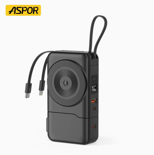 Aspor A380 22.5 واط USB-Cبنك طاقة فائق السرعة للشحن اللاسلكي 15 واط لمعظم الأجهزة