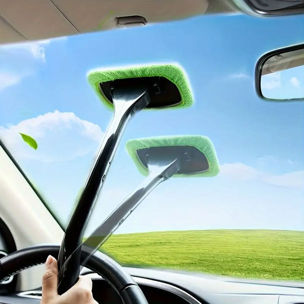 Car windshield window cleaning brush with long handle
