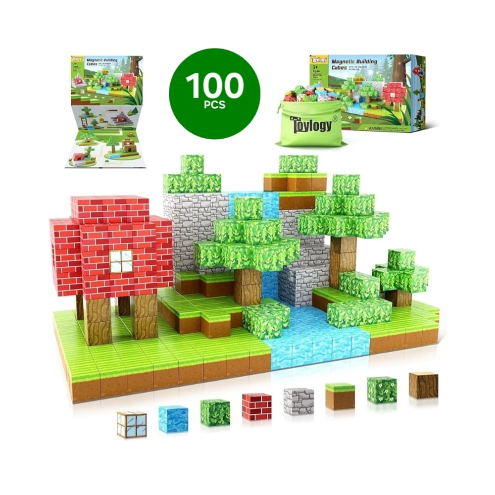 مجموعة مكعبات مغناطيسية لبناء عالم ماين المغناطيسي للأولاد والبنات – 100 قطعة