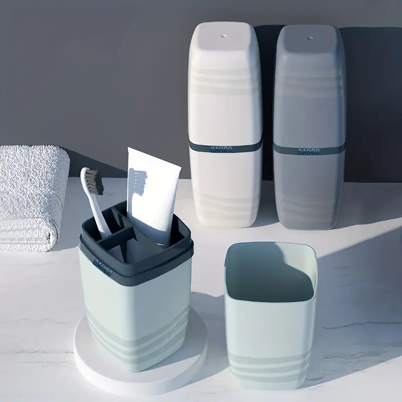 Portable toothbrush and toothpaste holder