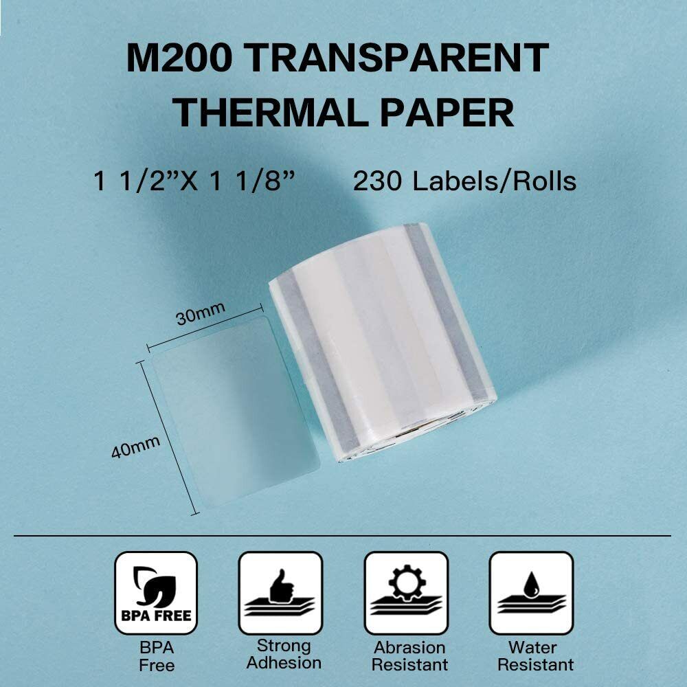 Phomemo Printer Labels 40x30mm/230Pcs Transparent